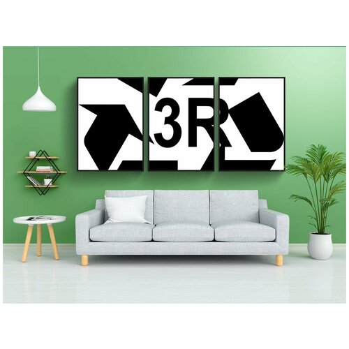 фото Набор модулных постеров для интерьера "рециркулировать, повторное использование, уменьшать" 60x90 см. в тубусе, без рамки lotsprints