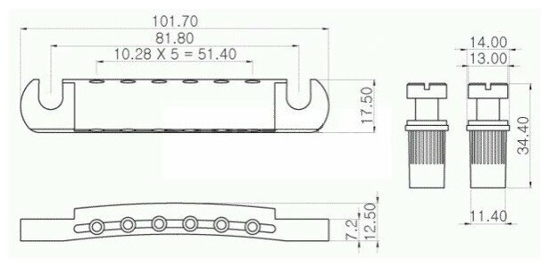 PARTS TS001BK - Струнодержатель (стоп-бар)