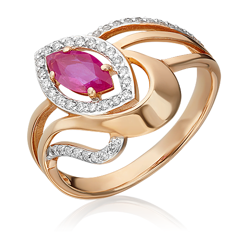 PLATINA jewelry Золотое кольцо с бриллиантами и рубином 01-0245-00-107-1110-30, размер 18,5