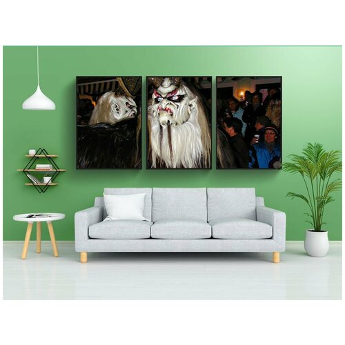 фото Набор модулных постеров для интерьера "зима, австрия, perchtenlauf" 60x90 см. в тубусе, без рамки lotsprints