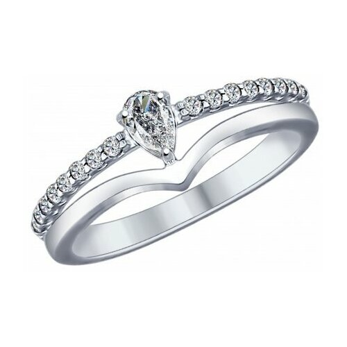 фото Серебряное кольцо sokolov 94012009 с фианитом, размер 17,5 diamant-online