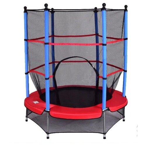 Детский каркасный батут с защитной сеткой Big Trampoline 140 см (5 футов), нагрузка - 50 кг сине-красный