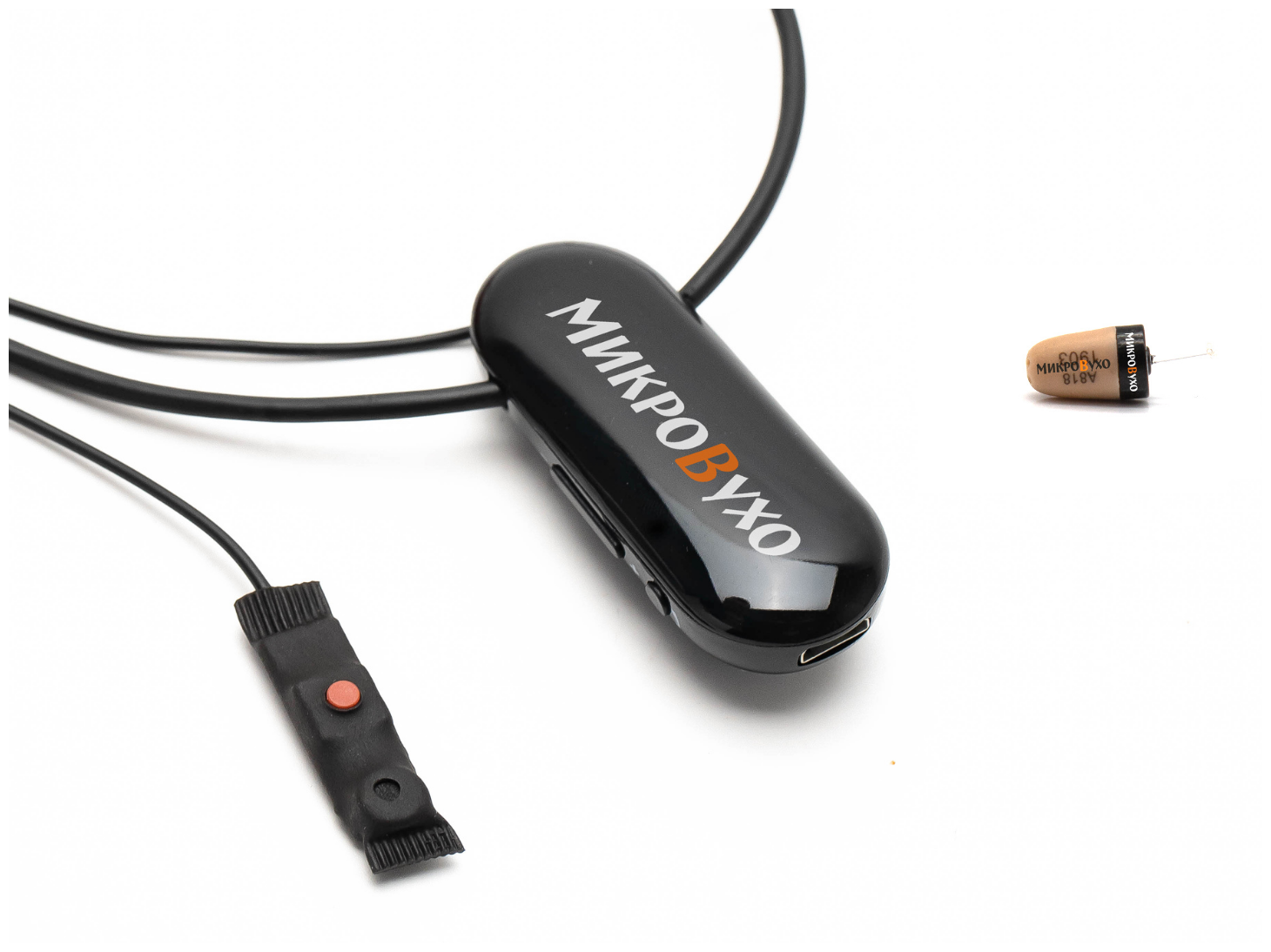 Капсульный микронаушник К5 4 мм и гарнитура Bluetooth PRO с выносным микрофоном, кнопкой подачи сигнала, кнопкой ответа и перезвона