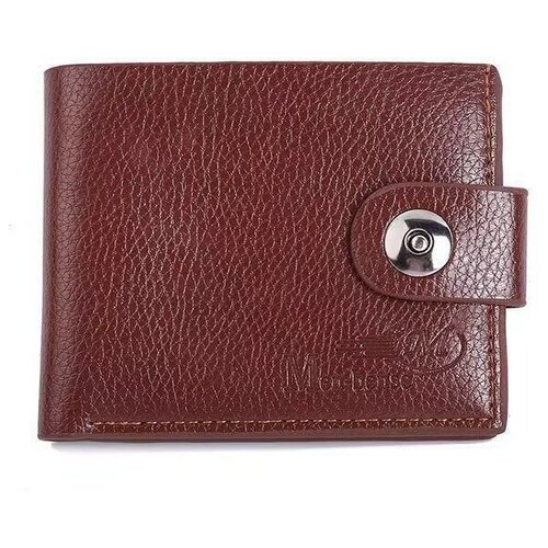 фото Кошелек мужской, компактный из экокожи на магнитной кнопки / красно-коричневый litlko