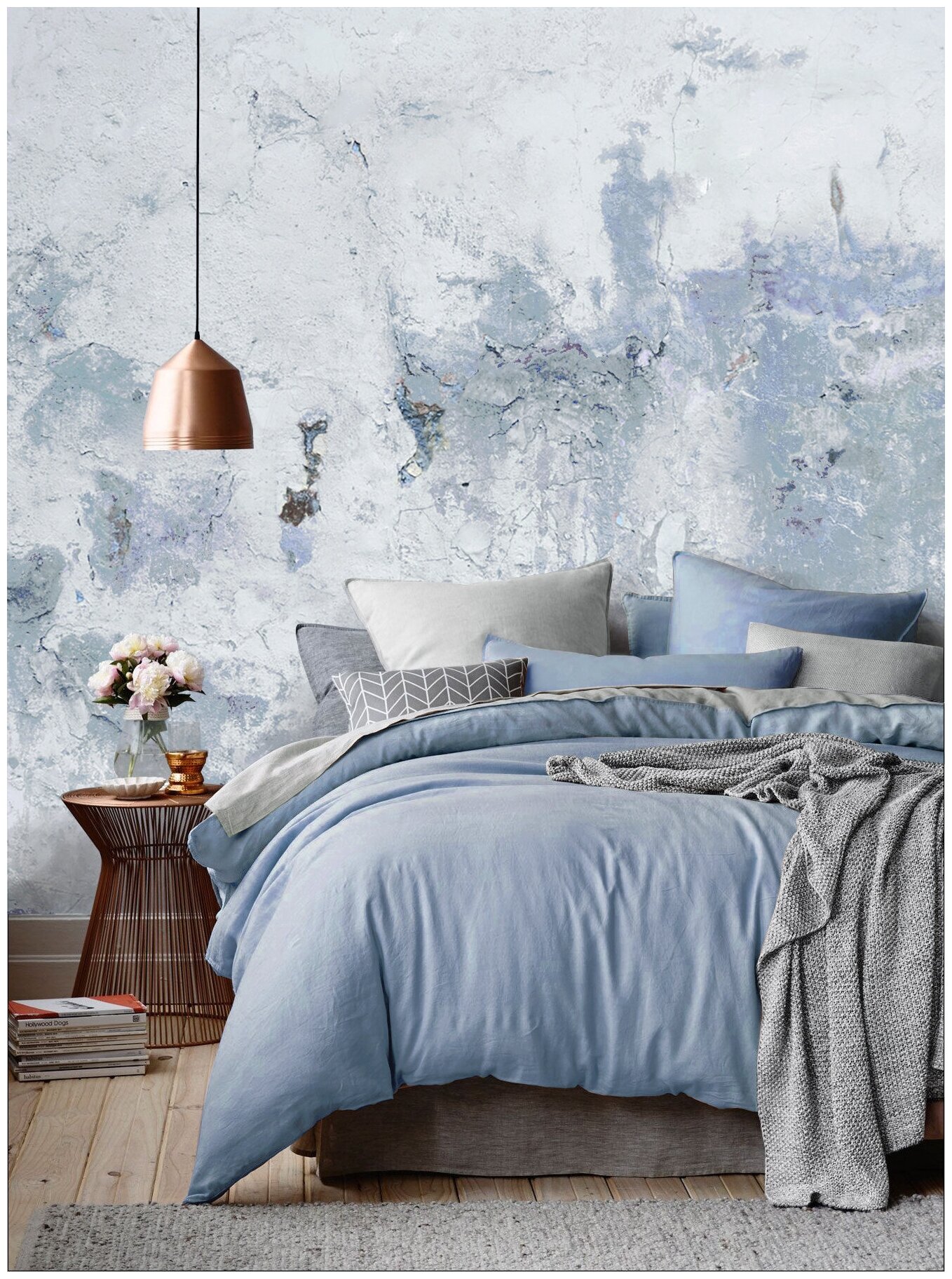 Комплект постельного белья Mona Liza Actual, с наволочкой 50х70см, дуэт, голубой - фото №1