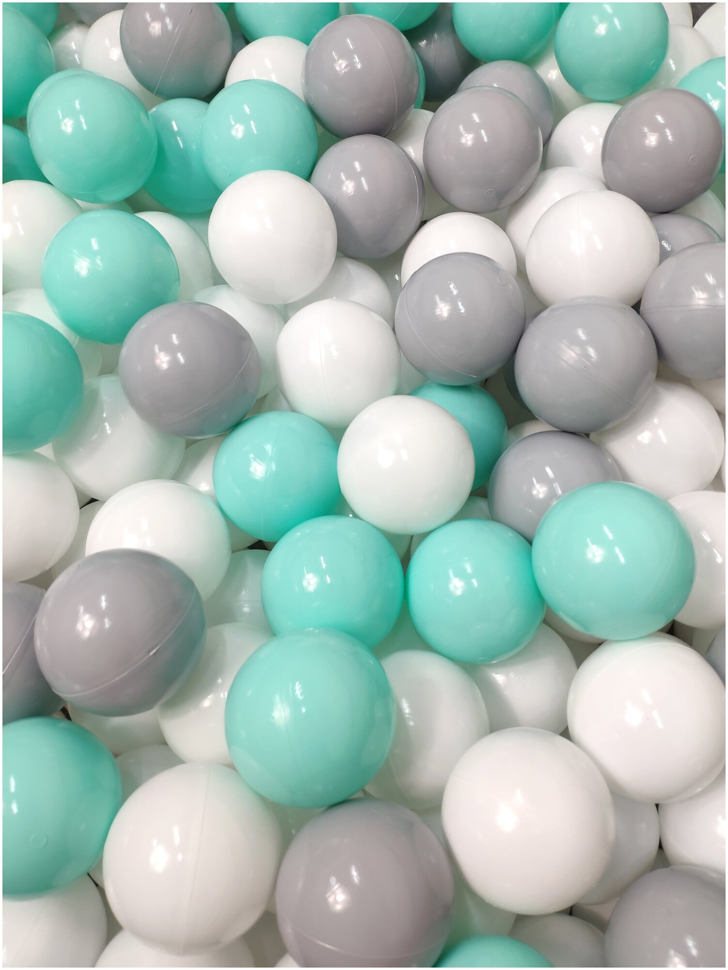 Комплект шариков Мятный бриз (100шт: мят, сер, и бел) для сухого бассейна - фотография № 2