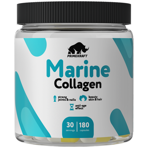 Биологически активная добавка коллаген морской рыбный натуральный, без добавок / Hydrolyzed marine collagen peptides 180 капсул