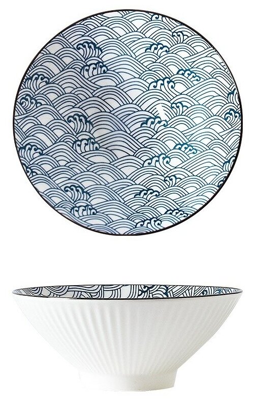 Тарелка глубокая суповая ZDK Kitchen, Japanese Collection, глубокая, цвет голубой, D20см (спирали), 1шт