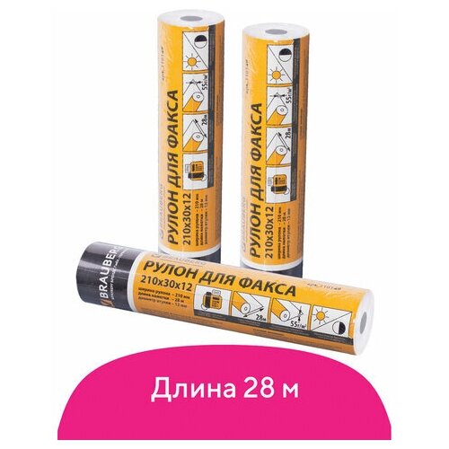 рулон для факса 216 мм диаметр 45 мм длина 28 м втулка 12 мм brauberg 110151 упаковка 3 шт Рулон для факса 210 мм (диаметр 45 мм, длина 28 м, втулка 12 мм), BRAUBERG, 110149