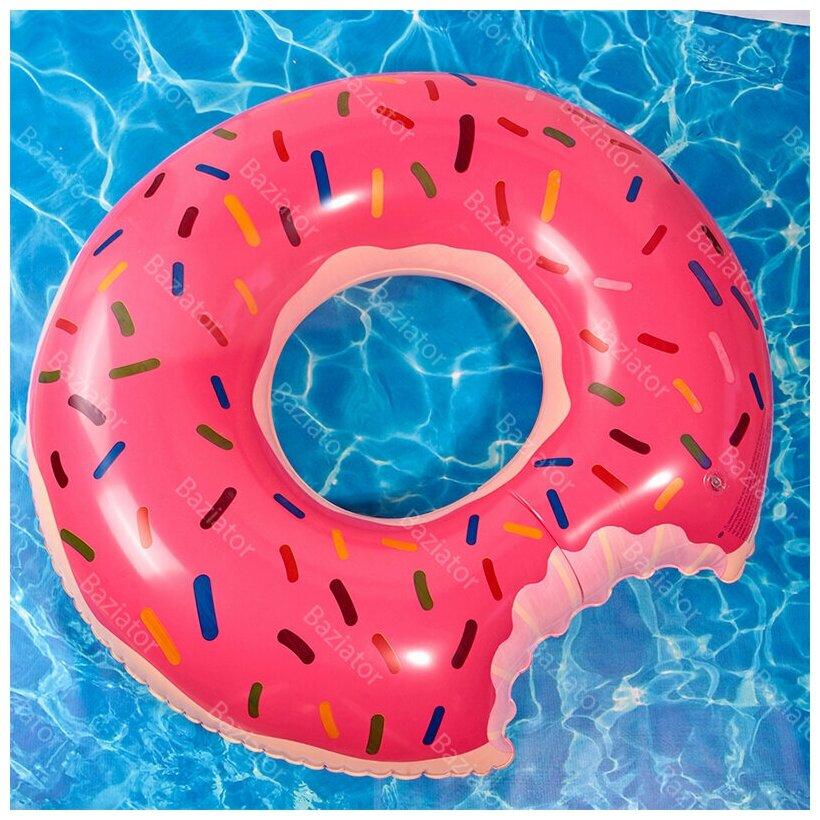 Надувной круг Пончик розовый диаметр 90 см для безопасного активного отдыха на воде на пляже и в бассейне круг для плавания для детей и взрослых