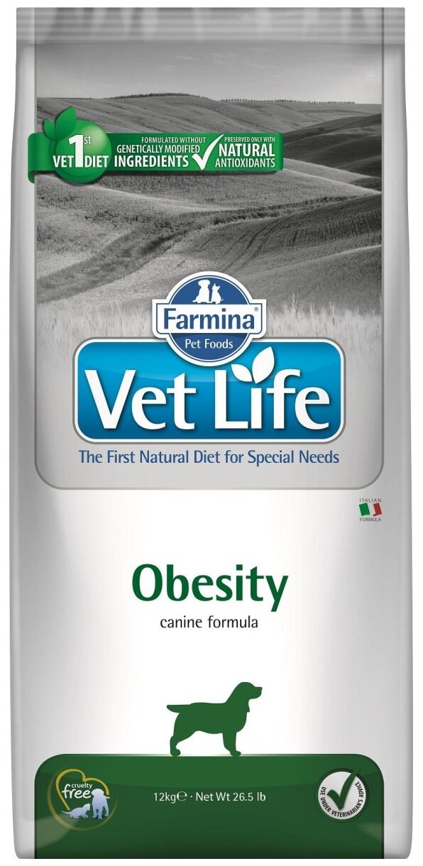 Farmina Vet Life Dog Obesity сухой корм для взрослых собак с ожирением - 12 кг