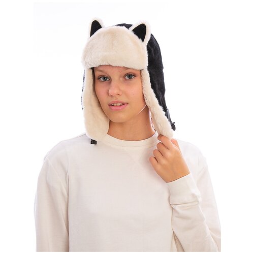 фото Шапка-ушанка modniki для девочек и мальчиков с ушками р56 черная