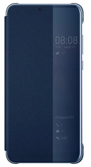 Чехол MyPads с боковым окном для смартфона Huawei P20 Pro / Huawei P20 Plus синий