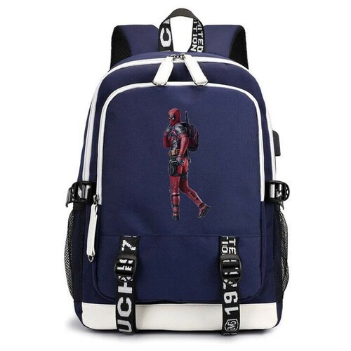 рюкзак хеллбой hellboy синий с usb портом 1 Рюкзак Дедпул (Deadpool) синий с USB-портом №1