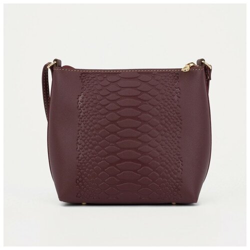 фото Кросс-боди, отдел на молнии, наружный карман, длинный ремень, цвет бордовый nemarket
