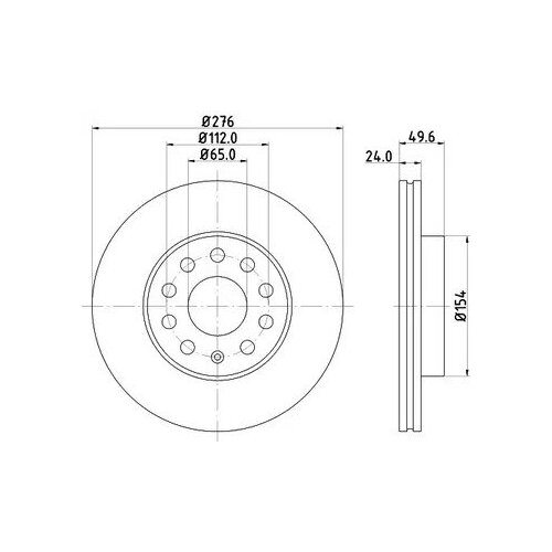 Диск торм. пер. вент.[276x24] 5 отв., hella pagid, 8dd355122-721