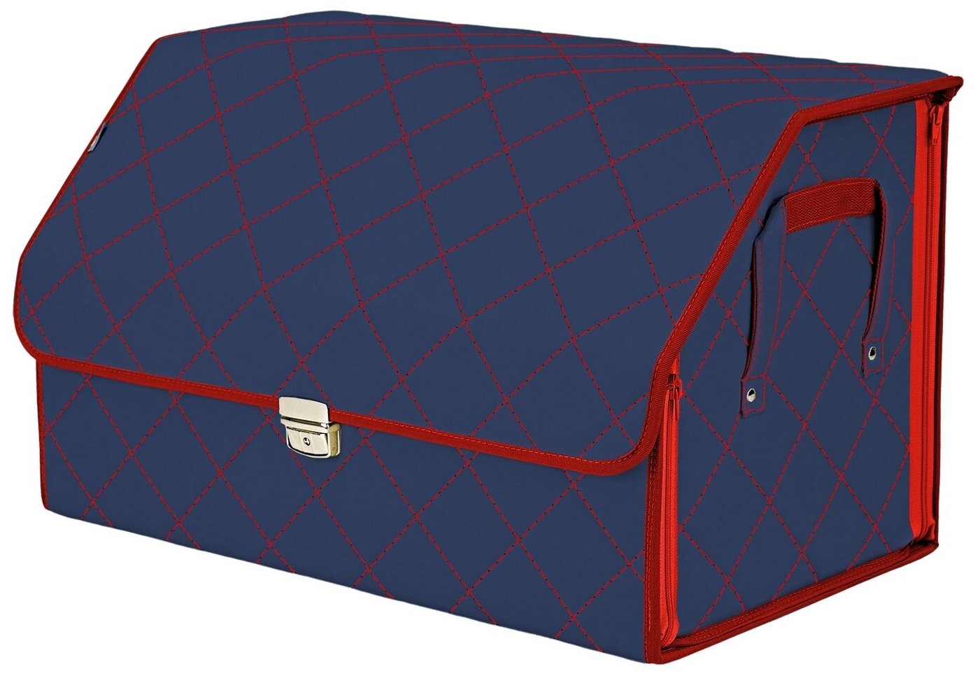 Органайзер-саквояж в багажник "Союз Премиум" (размер XL). Цвет: синий с красной прострочкой Ромб.