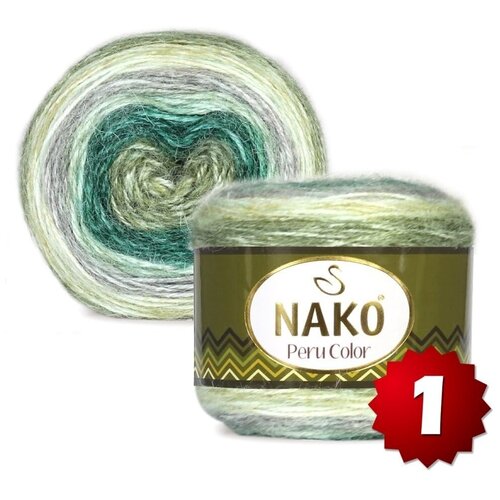 Пряжа Nako Peru Color -1 шт, серый-зеленый-сиреневый (32418), 310м/100г, 25% альпака, 25% шерсть, 50% акрил /нако перу колор/ к 101 набор для вязания крючком кукольной шапки и шарфика мишка d 8см