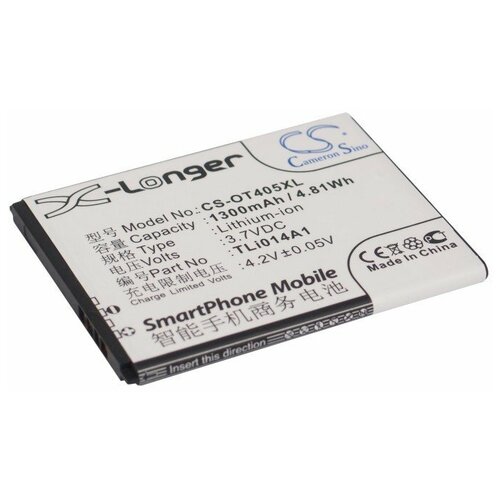 фото Аккумулятор cs-ot405xl tli014a1 для alcatel one touch glory 2, 4010 tpop, 4010d tpop, 4030d (s'pop) sino power