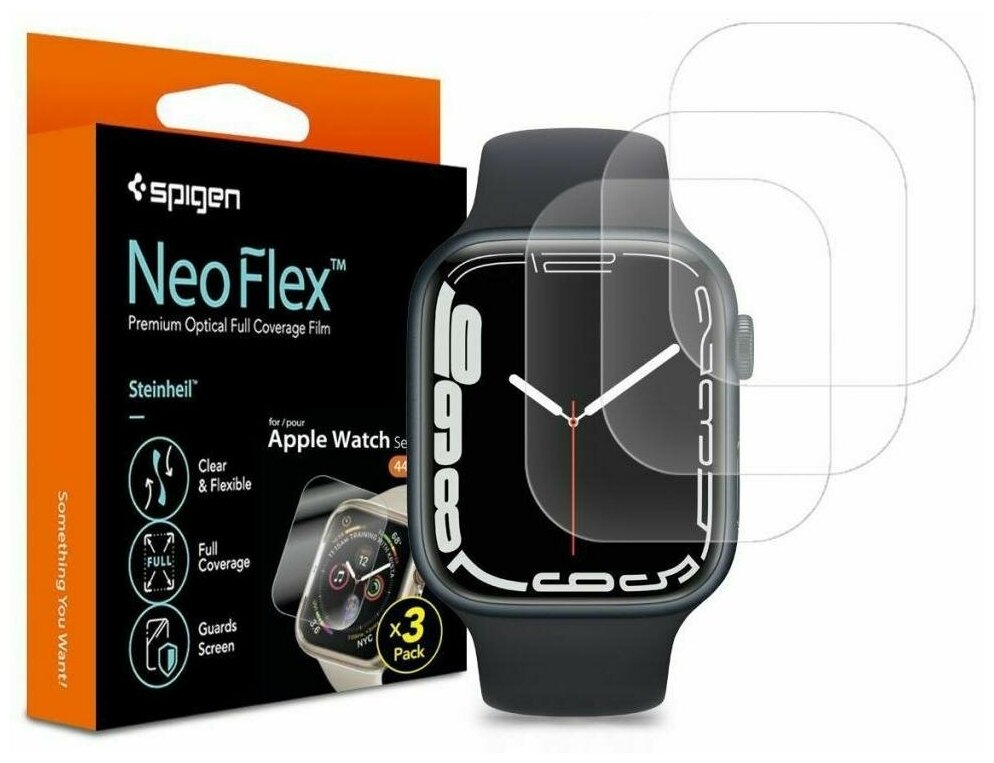 Защитная пленка Spigen Neo Flex (AFL04049) для Apple Watch series 7 45 mm 3 шт. (Clear)