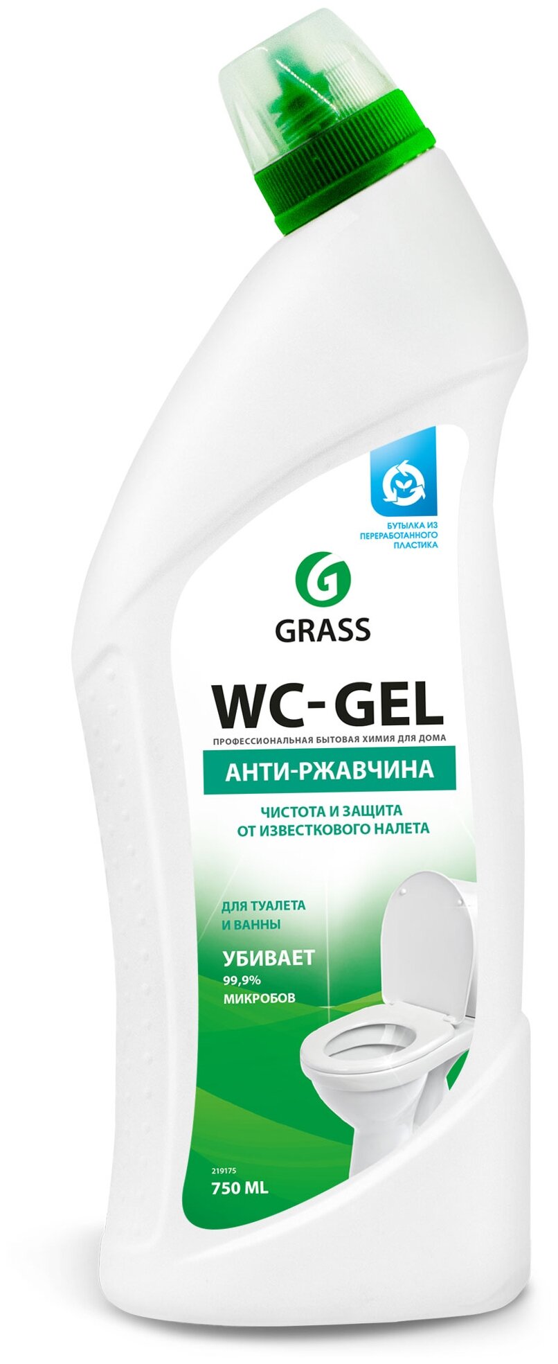 Grass WC-GEL Гель для чистки сантехники Анти-ржавчина 750 мл 0,75 л - фотография № 1