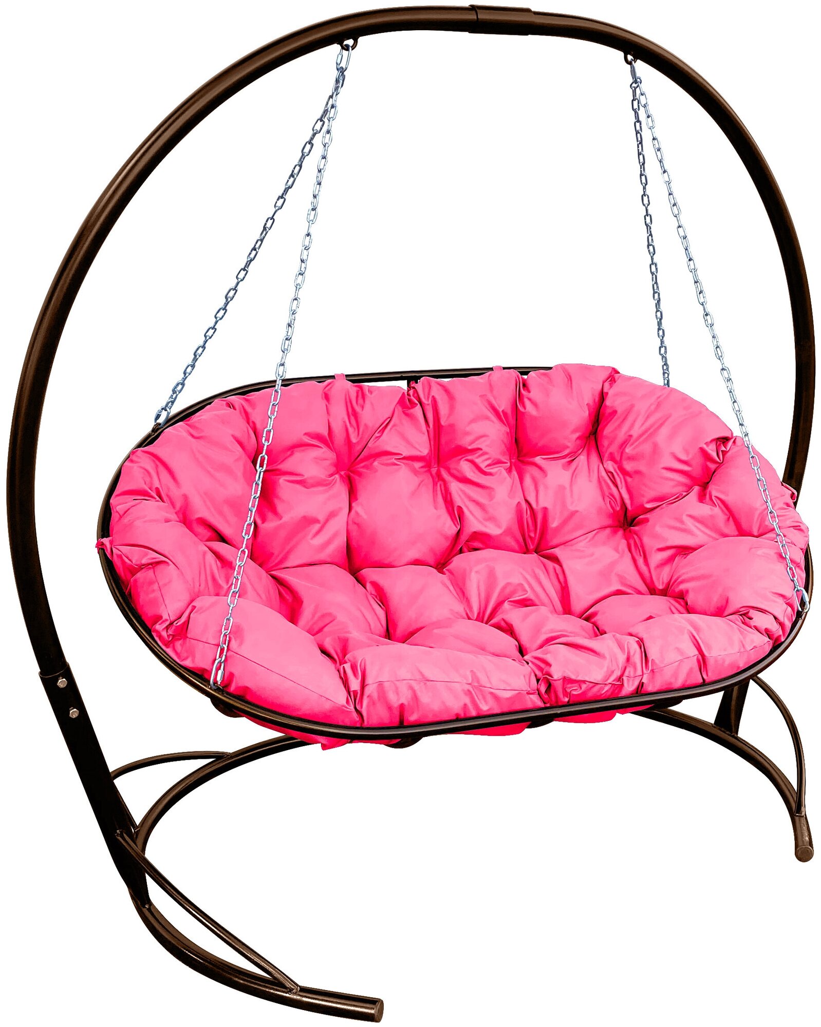 Диван m-group мамасан подвесной коричневый, розовая подушка