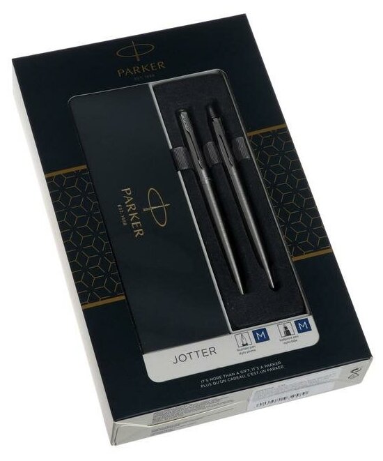 Набор ручек Jotter Core FK61 Stainless Steel CT М, шариковая + перьевая, 1.0 мм, корпус из нержавеющей стали, синие чернила