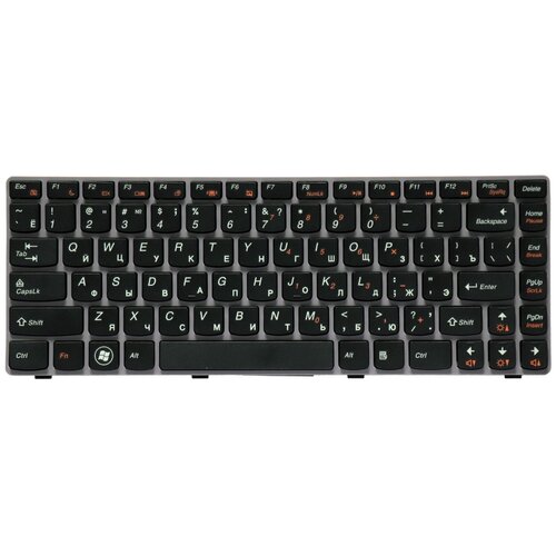 Клавиатура для ноутбука Lenovo IdeaPad Z470 G470AH G470GH Z370 Series Плоский Enter Черная с серой рамкой PN AEKL6700220 61900₽