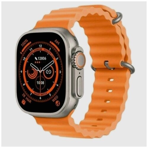 Умные часы Smart МT-8 Ultra,Оранжевые, NFC монитор, температура тела, Bluetooth, звонок, калькулятор, ЭКГ, беспроводная зарядка