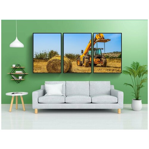 фото Набор модулных постеров для интерьера "тяжелая машина, желтый, бульдозер" 60x90 см. в тубусе, без рамки lotsprints