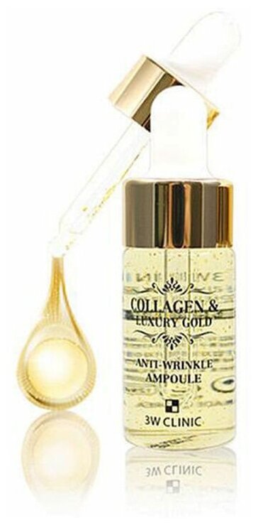 Сыворотка с золотом и коллагеном 3W Clinic Collagen & Luxury Gold Anti Wrinkle Ampoule - фото №13