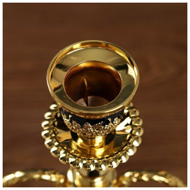Подсвечник металл на 3 свечи "Розарий" золото, чёрная эмаль 35,5х32х12 см 4635006 . - фотография № 5