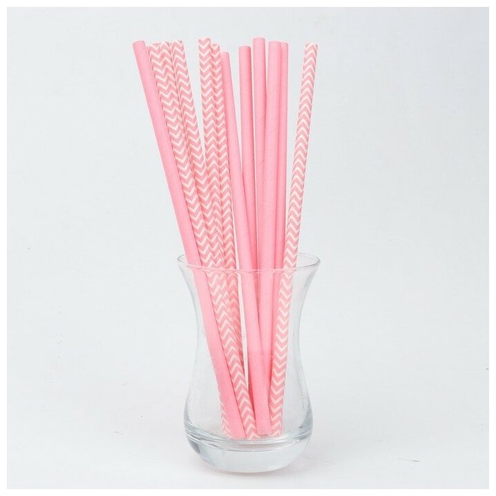 Трубочки для коктейля «Ассорти», набор 12 шт., цвет розовый - фотография № 3