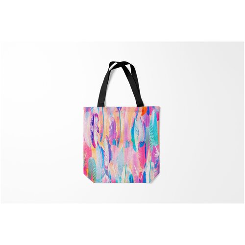 фото Сумка-шоппер / 40х40 см / тренды / tie dye перья burnettie