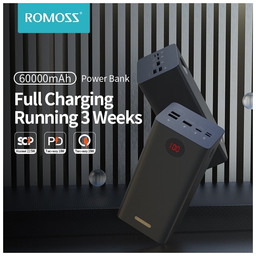 Внешний аккумулятор Romoss PEA60 60000mAh черный