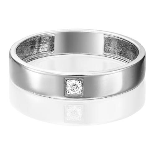 PLATINA jewelry Обручальное кольцо из белого золота с бриллиантом 01-1539-00-101-1120-30, размер 17