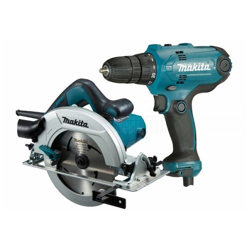 Набор инструментов сетевых Makita Kit DK0118 пила циркулярная HS7600 1200Вт 100мм и дрель-шуруповерт Makita DF0300 320Вт