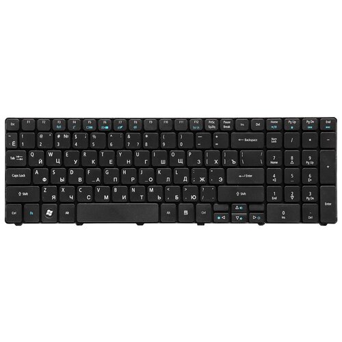Клавиатура для ноутбука Acer Aspire 5810T 5410T 5820TG 5738 5739 5542 5551 5553G 5741G Series Плоский Enter Черная с рамкой PN NSK-AL10R 63000₽