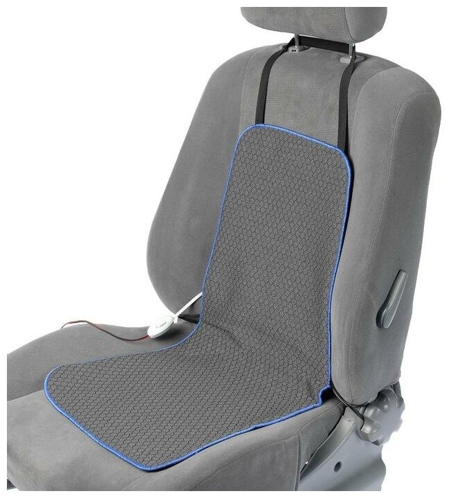 Подогрев сидений Cartage, со спинкой, 2 режима нагрева, 12 В, 30/50 Вт,40х80 см, греющий жгут - нити .