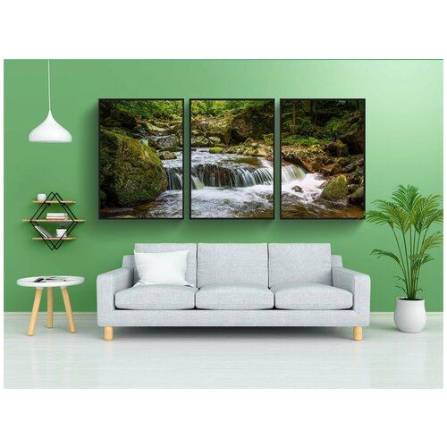 фото Набор модулных постеров для интерьера "воды, водопад, поток" 60x90 см. в тубусе, без рамки lotsprints