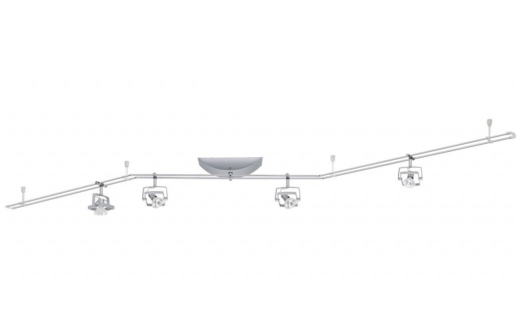 Светильник трековый Paulmann Mac2 Шинная система Rail 4x35Вт 4x338Лм 2900К GU5.3 230/12В Хром матовый Набор 97626