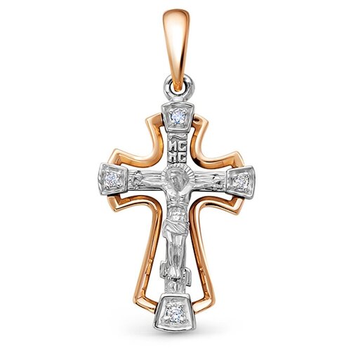 Православный крест с 4 бриллиантами из комбинированного золота 78131 VESNA jewelry