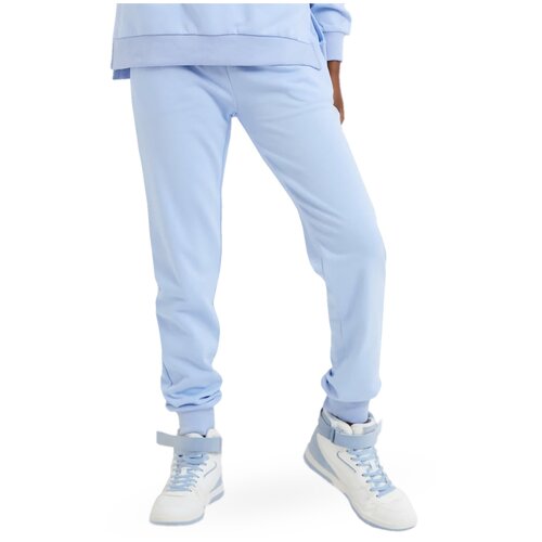 фото Брюки спортивные женские, трикотажные, на манжете, с карманами, пояс на резинке, повседневная одежда, цвет-голубой fine joyce