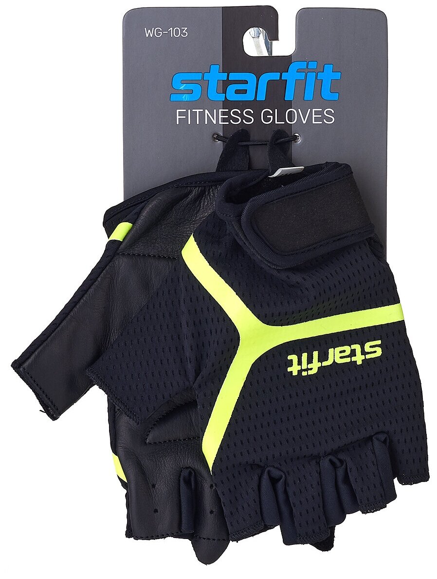 Перчатки для фитнеса Starfit WG-103, черный/ярко-зеленый, M
