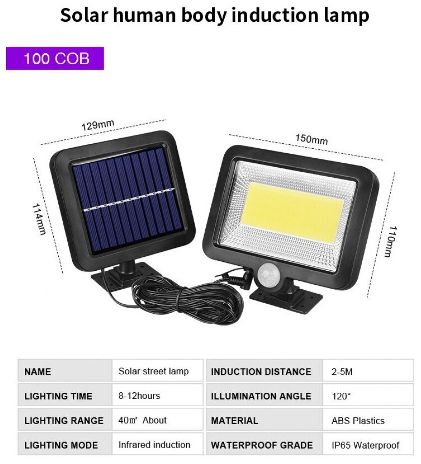 Sunlightfine  фонарь SPLIT 100 на солнечных батареях с датчиком .