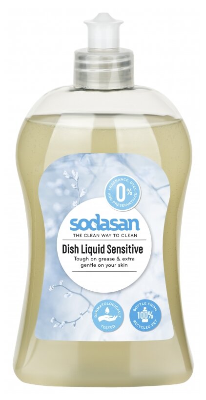 Жидкость для мытья посуды для чувствительной кожи Sodasan, 500 мл