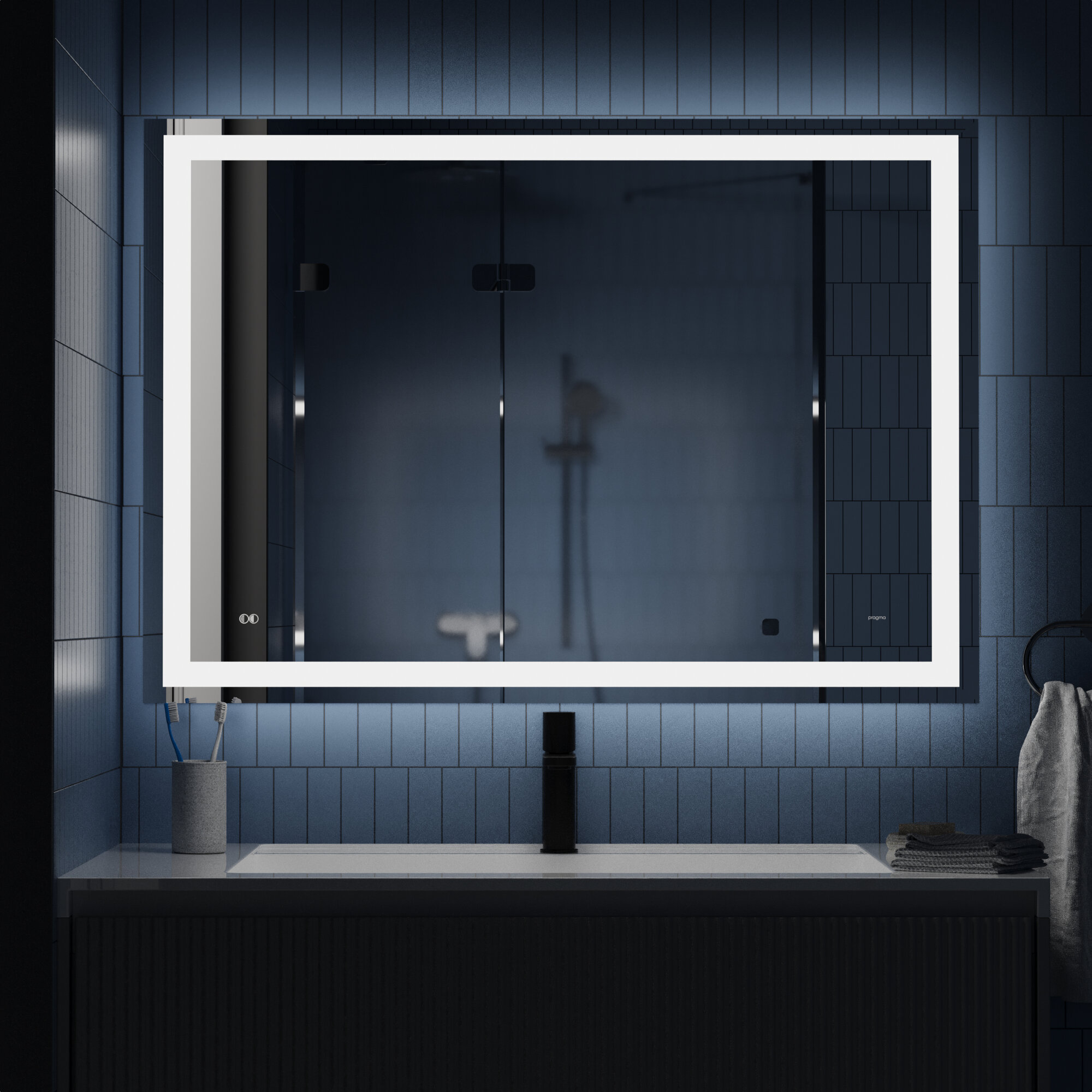 Зеркало для ванной комнаты Pragma Teiden, 80*70 см, с подсветкой и подогревом, TDN6.80LH.003