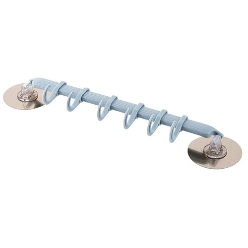 Вешалка с крючками для кухни и ванной на присосках, голубая