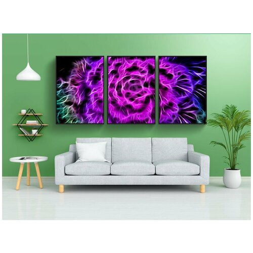 фото Набор модулных постеров для интерьера "неон, светиться, абстрактное искусство" 60x90 см. в тубусе, без рамки lotsprints