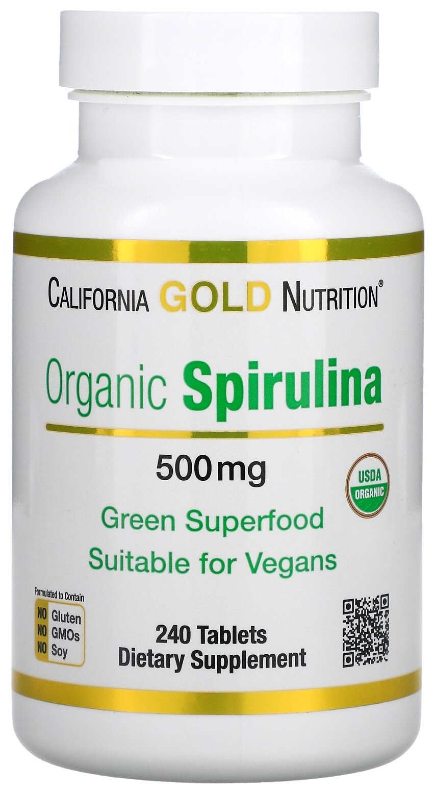 California Gold Nutrition Organic Spirulina таб., 500 мг, 240 шт.